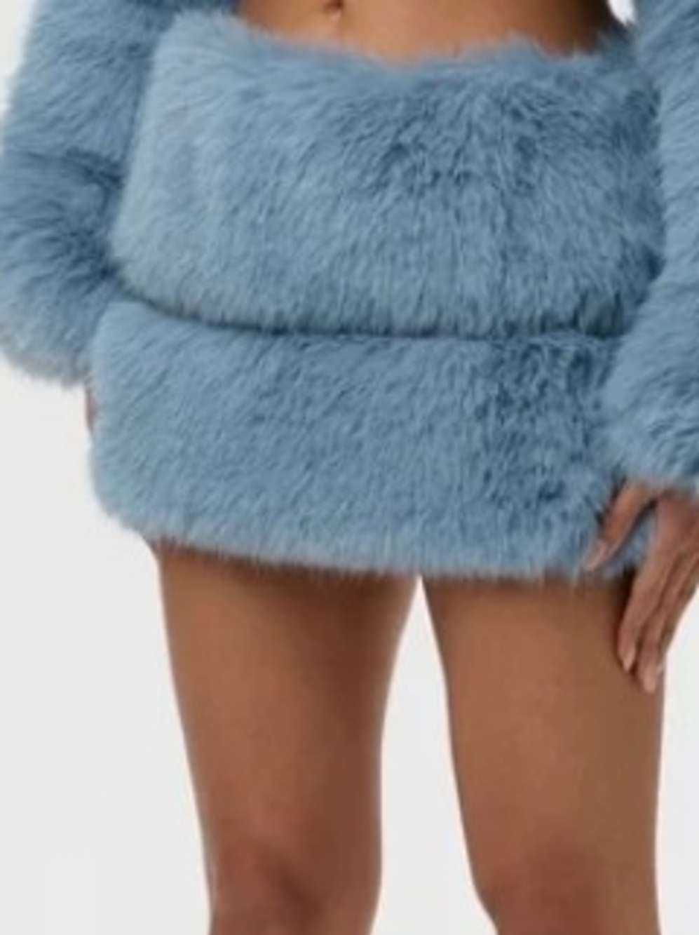 Faux Fur Blue Mini Skirt